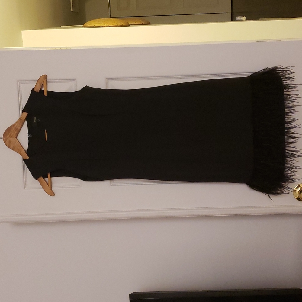 Black Maia dress with feathers NWT